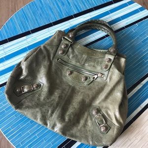 Balenciaga large green handle bag